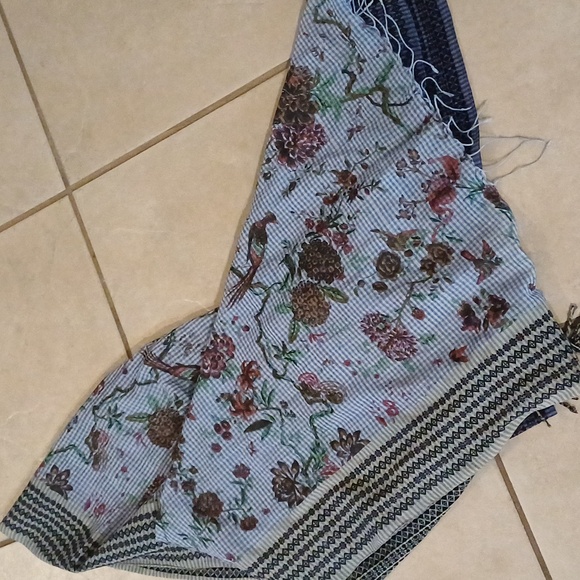 🔥🔥🔥Anthropologie amet & ladoue wrap sarong scarf birds gingham 78 × 28 - Picture 9 of 14